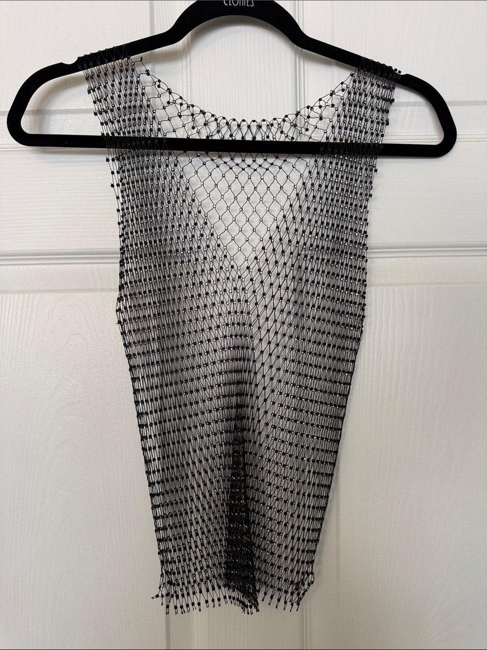 Black Beaded Mesh Tank Top